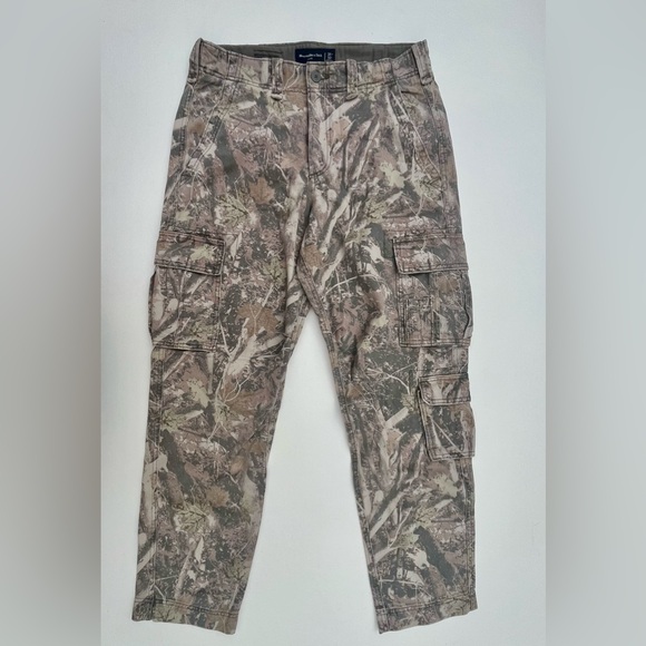 Abercrombie & Fitch Mens Baggy Workwear Carpenter Cargo Pants Camo Size 31x32 - Picture 1 of 5